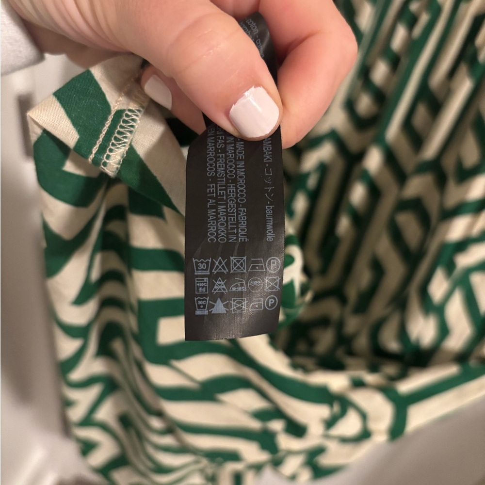 ZARA Green Geometric Print Midi Dress Bloggers Favorite Cotton Tiered Size Small - Picture 13 of 14